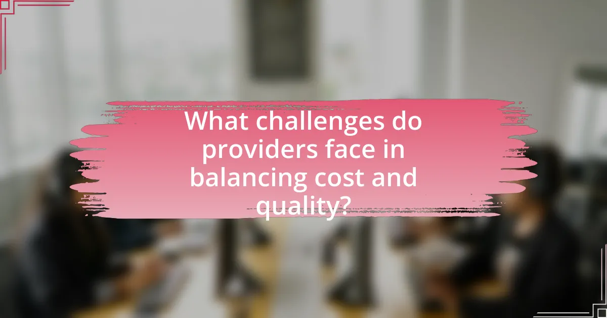 What challenges do providers face in balancing cost and quality?